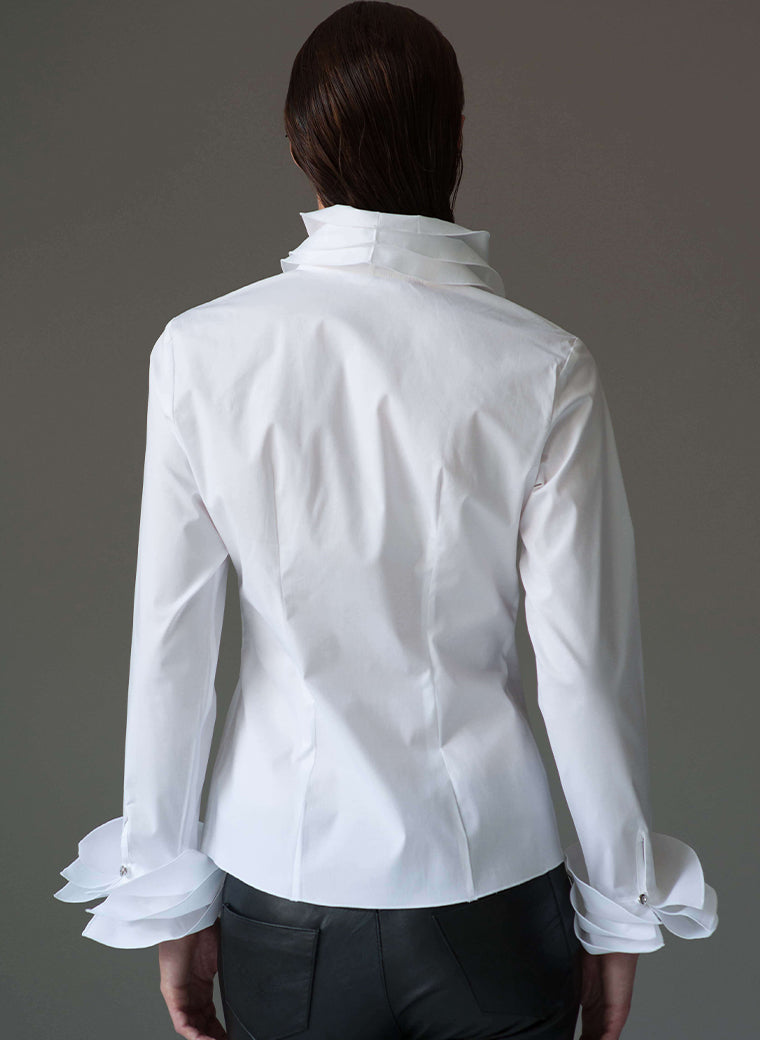 Isabella White Ruffle Long Sleeve Shirt ...